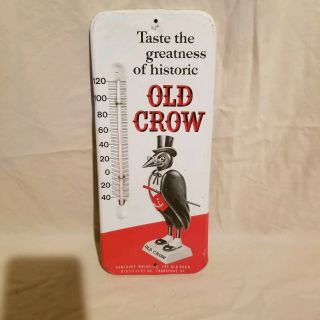 Vintage Advertising Old Crow Kentucky Whiskey Thermometer Sign