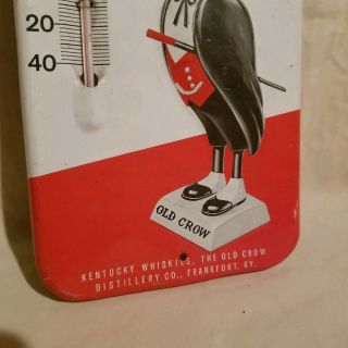 VINTAGE ADVERTISING OLD CROW KENTUCKY WHISKEY THERMOMETER SIGN 2
