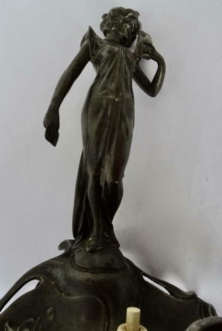 Wmf Art Nouveau Electric Table Lamp: Figural Maiden