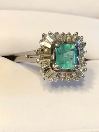 Art Deco 1.  75ctw Columbian Emerald Diamond 14k Gold Cocktail Ring