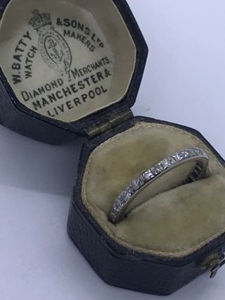 Antique Platinum Full Diamond Eternity Band Ring. 2