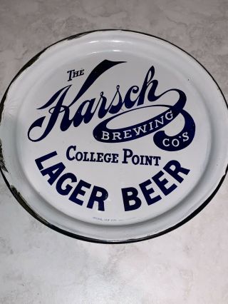Antique The Karsch Brewing Co’s College Point Advert Porcelain Enamel Beer Tray