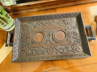 Scottish Arts And Crafts Carved Tea Tray