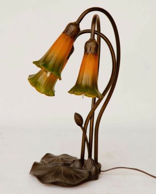 Tiffany Style Lily Pad Lamp Orange/green 3 Lights