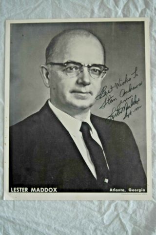 Lieutenant Governor Of Georgia Lester Maddox Signed 8 " X10 " Picture