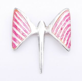 Antique Norway Jacob Tostrup Sterling Silver Enameled Butterfly Dragonfly Brooch