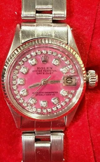 Ladies Rolex Oyster Perpetual Datejust Diamond Dial Wrist Watch