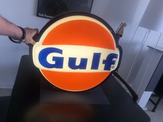 Vintage Gulf Oil Gas Light Sign Kolux