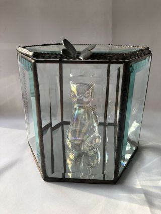 J.  Devlin Beveled Art Glass Display Box W/ Butterfly