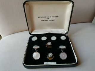 Vintage Jewellery Turnbull And Asser Silver Cufflinks Buttons Studs Boxed Set