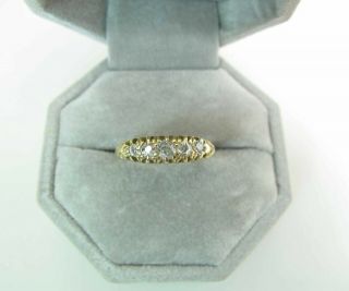 Antique Victorian 14k Gold Five - Stone Old Mine Cut Diamond Ring.  53 Carats