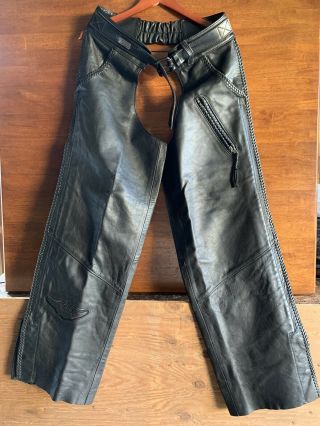 Harley Davidson Willie G Large Leather Chaps Made In Usa Vintage.