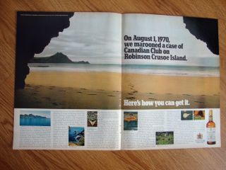 1970 Canadian Club Whiskey Ad August 1 Marooned A Case On Robinson Crusoe Island