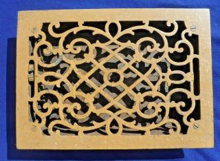 Antique Ornate Scroll Cast Iron Grate Vintage Wall Floor Register Vent W/ Back
