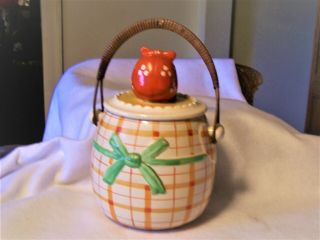 Vintage Maruhon Ware Black Americana Aunt Jemima Cookie Jar Woven Handle 3