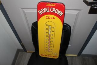Vintage 1940s Rc Royal Crown Cola Soda Pop Gas Station26 " Metal Thermometer Sign
