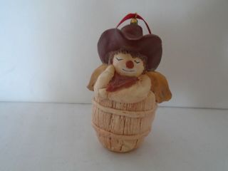 Sandy Whitefeather Native American Handmade Clay Rodeo Clown Angel Ornament