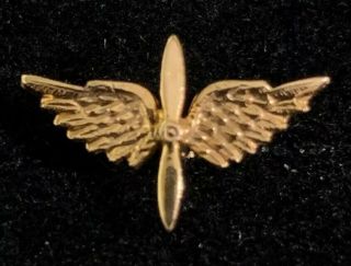 Wwii Solid 10k Gold Army Air Corps / Force Pilot Wings Sweetheart Lapel Pin