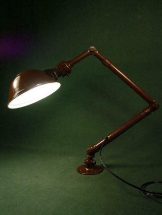 VINTAGE ANTIQUE INDUSTRIAL ARTICULATED WORKBENCH DRAFTING DESK LIGHT LAMP 2