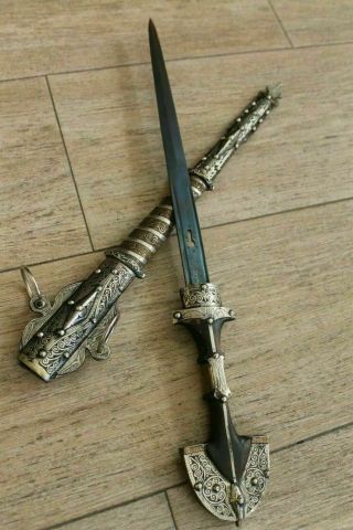 Antique Vintage Sword Arabic Silver Mounted Nimcha Sword Dagger Knife Islamic