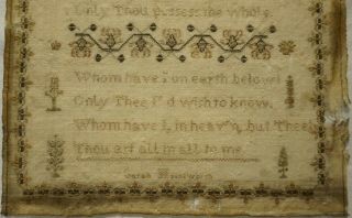 EARLY/MID 19TH CENTURY VERSE & MOTIF SAMPLER BY SARAH HAINSWORTH - c.  1840 3