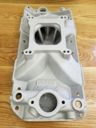 Early Edelbrock Victor 2970 Small Block Chevy Aluminum Intake Manifold Vintage