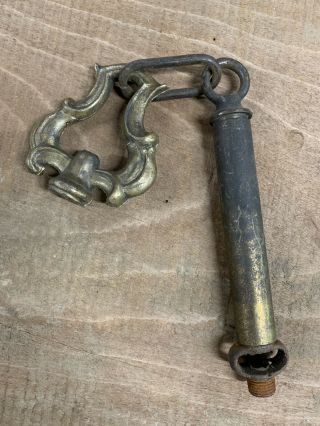 Vintage Cast Brass Chandelier Finial w/ Chain Mounting Hardware Parts Restore 2
