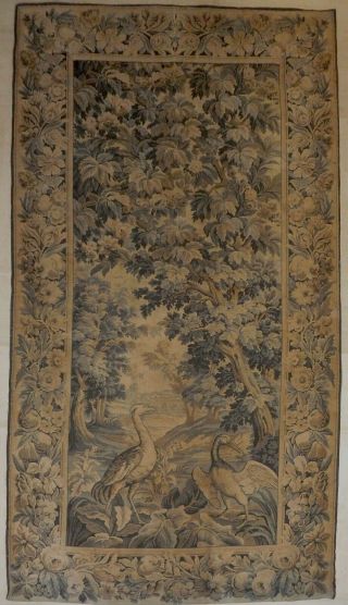 Large Antique French Chateau Wallhanging Tapestry Verdure Wild Birds 229cmx115cm