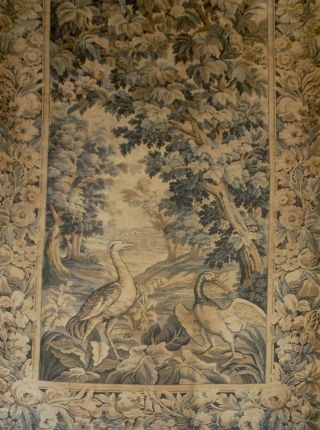 Large Antique French Chateau Wallhanging Tapestry Verdure Wild Birds 229cmX115cm 2
