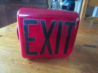 Vintage Red Glass Theater Exit Sign