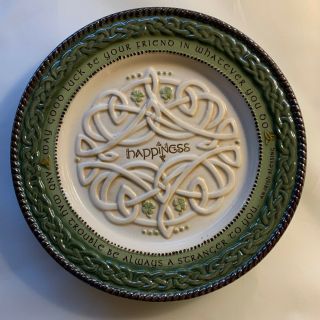 Grasslands Road Happiness 8 " Plate Embossed Irish Proverb Celtic Knot Shamrocks