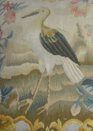 Authentic Handwoven Antique AUBUSSON Tapestry Pillow Cover HERON UU891 2