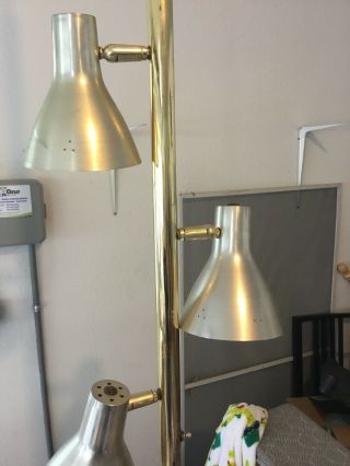 Vintage TENSION POLE FLOOR LAMP mid century modern Metal 3 Way 60s retro 3