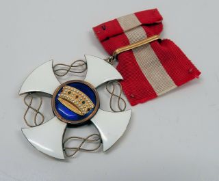 Ww1 German Pin Italy Cross Badge Medal Crown Order Wwii Ribbon Italian Enamel