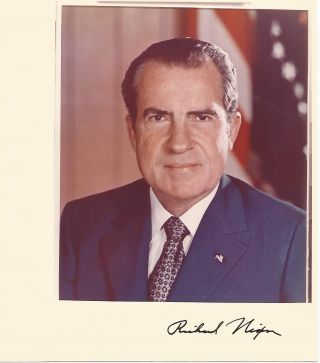 7x8 Pre - Printed,  Signed Photo Richard Nixon.  Autograph