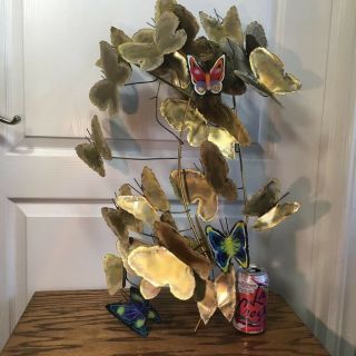 Curtis Jere Butterfly Swarm Mid Century Modern Art Brass Enamel Wall Sculpture