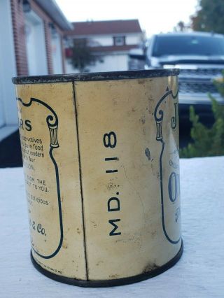 Extremely Rare 1 Pint Jones Brand Oyster Can.  Packed by Thos.  E.  Jones & Co. 2