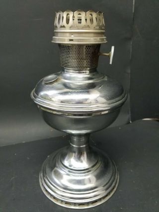 Antique Nickle Rayo Oil Lamp Base With Model 11 Burner