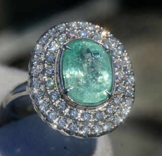 Tourmaline Diamond Ring Gold 14k Gia Certif Paraiba Natural 4.  45ct Retail$10300