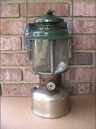 Coleman 1941 Model 220b? Twin Mantle Camp Lantern Nickel Brass Fount W/reflector