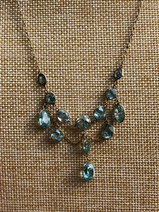 Rare Antique Victorian Blue Zircon Necklace
