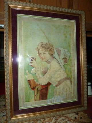 Very Rare C.  1900 Moxie Girl,  Early Cola Soda Fountain Bottle Self Framed Sign
