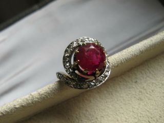 A French Antique 18ct Gold Diamond And Ruby Ring