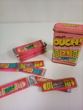 Vintage Ouch Bubble Gum Tin Band Aid 1990s Ouch W/ Gum