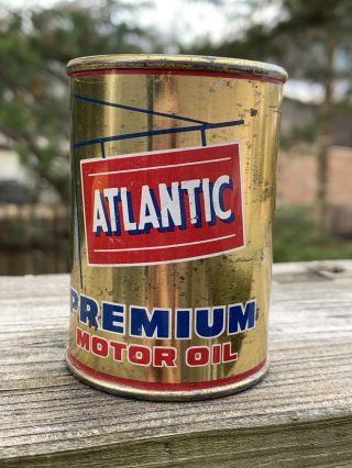 Vintage Atlantic Premium Motor Oil Coin Bank 3 " Metal Oil Can Gas Sign