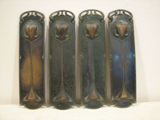 4 Antique Art Nouveau Door Push Plates