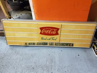 Vintage Coca Cola Fishtail Menu Board 1960 