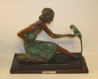 Art Deco Solid Bronze & Marbel Lady 