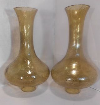 Vintage Green 8 1/2 " Oil Lamp Shades Set Of 2 Bubble Glass Oil Lamp Chimneys
