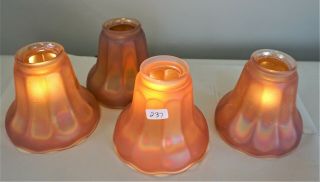 set of four Antique Nuart Marigold Carnival Glass Shades Marigold 2.  25 